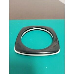 Vintage Black White Squared Laminated Lucite Plastic Bangle Bracelet 80's  MOD